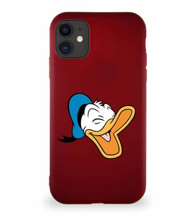 Apple iPhone 11 Soft Premier Kapak Donald Duck-E Tasarımlı Silikon Kılıf - Mürdüm (Şeffaf)