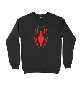 Kırmızı Renkli Örümcek Siyah Sweatshirt
