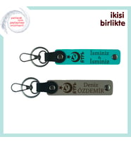 Ayyıldız Kurt Göktürk Temalı Kişiselleştirilebilir Hediyelik Anahtarlık Seti, Koyu Turkuaz-Kül Gri