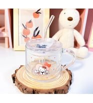Kawaii Hello Kitty Pipetli Kulplu Cam Bardak