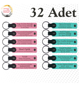 Pembe & Turkuaz, 32’li Set, İsim ve Tarihli Deri Hediyelik, Voleybol Takımına Motivasyon Sürprizi