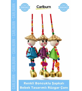 #RüzgarÇanı Dekoratif Bahçe Balkon Hediyelik Renkli Boncuklu Şapkalı Bebek Tasarımlı Rüzgar Çanı