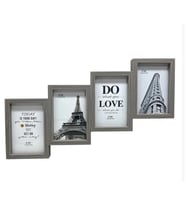 Çoklu Fotoğraf Çerçevesi MDF Ahşap Modern Kolaj Çerçeve Fotoğraf Tutucu 4 Fotoğraf 10x15cm (Kahverengi)