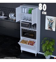 Eliusta Asel 80 cm Fırın Uyumlu 2 Göz Sepetli Çok Amaçlı Banyo Kirli Çamaşır Oyuncak Dolabı Beyaz 80x213x32