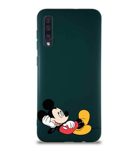 Samsung Galaxy A30S Soft Premier Kapak Mickey Mouse-F Tasarımlı Silikon Kılıf - Yeşil (Şeffaf)
