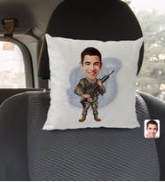 BK Gift Kişiye Özel Uzman Jandarma Karikatürlü Kare Araç Koltuk Yastığı-1