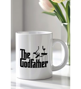 The God Father Tasarımlı 330ml Baskılı Beyaz Seramik Kupa Bardak