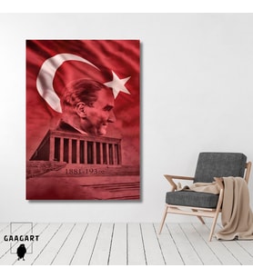 Tekli Dikey Kanvas Duvar Tablosu Atatürk ve Anıtkabir