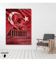 Tekli Dikey Kanvas Duvar Tablosu Atatürk ve Anıtkabir