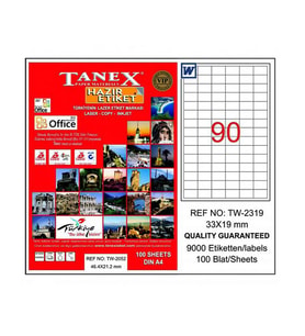 TANEX 2319 LASER ETİKET 33x19mm 90x100 9000 ADET