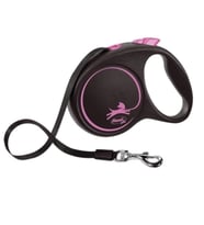 Flexi Black Design Otomatik Pembe Şerit Köpek Gezdirme Tasması Small 5 Metre