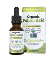 Dr. Green Mom USDA Organic Folinic Acid Drops - 500 mcg per Drop 30 ML Methylation Support B9 Supplements for Kids Adults Neurological Function.