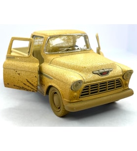 1955 Chevy Stepside Pick - Up (Çamurlu) - Çek bırak 5inch. Lisanslı Model Araba, Oyuncak Araba 1:32