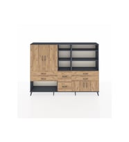 Arges Dolap 10 Raflı 6 Çekmeceli 4 Kapaklı 220x30x163 Antrasit-Çam