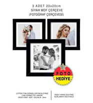 3 Adet 20x20 Çerçeve - Mdf Çerçeve - Kare Fotoğraf Çerçevesi (Siyah)