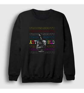 Presmono Unisex Siyah Cool Astroworld Travis Scott Sweatshirt 42417tt