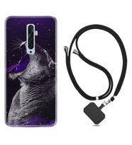 Oppo Reno 2Z 4 Lite 4 Pro 5 6 7 A31 Kılıf Boyun Askılı Silikon Purple Leopar 1750