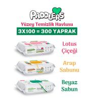 Paddlers Easy Clean Lotus Çiçeği Arap Sabunu ve Beyaz Sabun Katkılı Yüzey Temizlik Havlusu 3x100 (300 Yaprak)