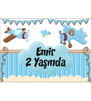 Uçak Temalı Doğum Günü Afişi 50x70 cm