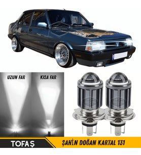 Tofaş Şahin Doğan Kartal 131 Mercekli Far Ampulü Led Xenon Beyaz Şimşek Etkili Led Lamba Uzun Kısa