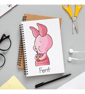 Winnie The Pooh Piglet Tasarımlı Defter Kişiye Özel