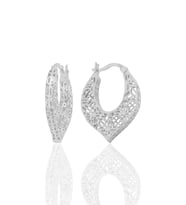 Gümüş beyaz altın rodyumlu özel işçilikli füzyon oval küpe SGTL12542RODAJ