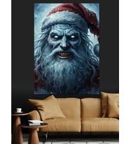 Mavi Sakallı Noel Baba Dekoratif Kanvas - Mdf Ahşap Tablo