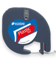 Ecotag Dymo Letratag Muadili Şerit Etiket Plastik Kırmızı 12 mm x 4 mt