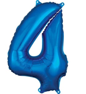 Folyo Balon Mavi 4 Rakam 80 Cm