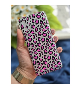 Samsung Galaxy A51 Uyumlu Pembe Leopar Baskılı Şeffaf Telefon Kılıfı
