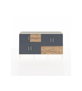 Arges Konsol 5 Raflı 3 Çekmeceli 5 Kapaklı 176x30x99 Aytaşı-Antrasit/Çam