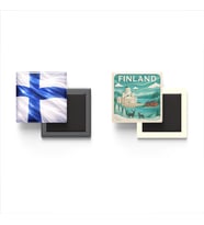 Buzdolap Magnetleri - Finlandiya Bayrağı ve Paper Cut Tema - 2'li Set Magneti