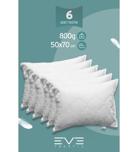 6 Adet Diamant Plus Kılıflı Fermuarlı Yıkanabilir Antialerjik Silikon Elyaf Yastık 50x70cm 800 gr