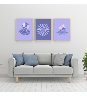 Leylaklar Duvar Tablosu Çerçeveli 3'lü Set Ahşap Renk 35 x 50 Boyut/Ebat