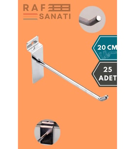 25 Adet Kanallı Pano Kancası 20 cm - Askı Kanca Raf Askısı Raf Aksesuar Tel Askı Raf Kancası