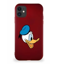 Apple iPhone 11 Soft Premier Kapak Donald Duck-F Tasarımlı Silikon Kılıf - Mürdüm (Şeffaf)