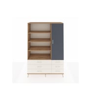 Hyperion Dolap 8 Raflı 6 Çekmeceli Tek Kapaklı  132x44x195 Çam-Antrasit/Aytaşı