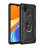 Xiaomi Redmi 9C Kılıf Metal Solid Yüzüklü Standlı Military Ring SRS (Siyah)