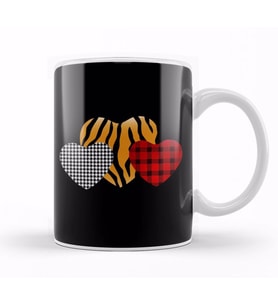 Girls Valentines Day S Hearts Love Leopard Plaid Kids 01 Kupa Bardak Porselen