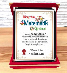 İlköğretim Matematik Öğretmenine Plaket (STD)