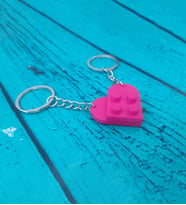 Seninle Anlam Bulurum Lego Dizayn Kalp Anahtarlık 2'li Pembe Renk