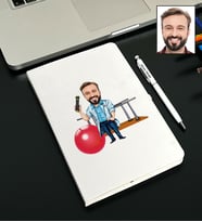 Kişiye Özel Fizyoretapist Tasarımlı Karikatürlü Beyaz Defter Kalem Seti 106