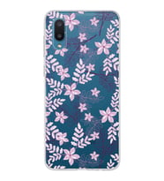 Samsung Galaxy A02 Uyumlu Kapak Floral Pudra Tasarımlı Şeffaf Silikon Kılıf
