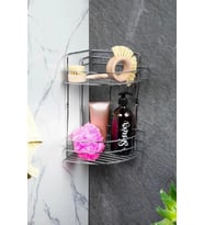 Banyo Köşe Rafı 2 Katlı Şampuanlık Hem Vidalı Hem Yapışkan Stickerlı Krom