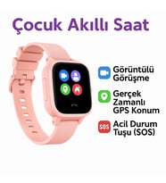 Sim Kartlı GPS'Lİ Kameralı Görüntülü Görüşmeli Çocuk Güvenliği İçin Akıllı Saat (Pudra Pembe)