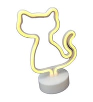 Neon Işıklı Kedi Lamba Pil+usb Pembe Işık Mz-122