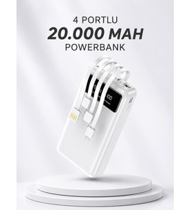Powerbank Şarj Cihazı 4 Çıkışlı 20.000 MAH Powerbank Kompakt Yüksek Kapasiteli Hızlı Şarj