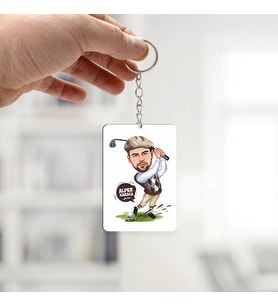 Kişiye Özel Golf Sever Erkek Karikatürlü Anahtarlık