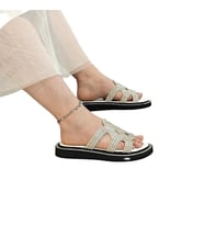 Pierre Cardin 7505 Beyaz Taşlı Bayan Terlik
