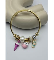 Çelik Gold Sevimli Charmlı Pandora Bileklik - 26blk39